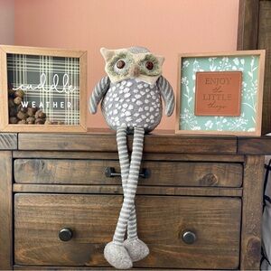 Gray & White Plush Owl Shelf Sitter with Shadow Box Accent Signs